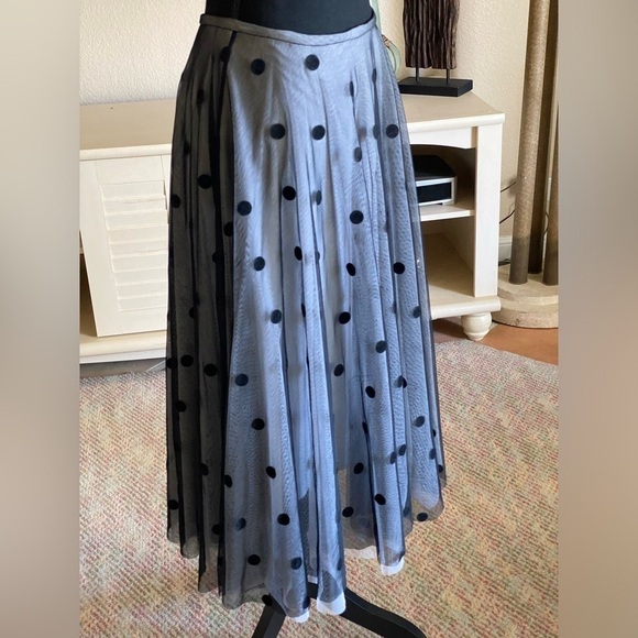 ALEXIA ADMOR New York Dotted Organza Tulle Chiffon Maxi Skirt Gothic Size 6 - Picture 9 of 11
